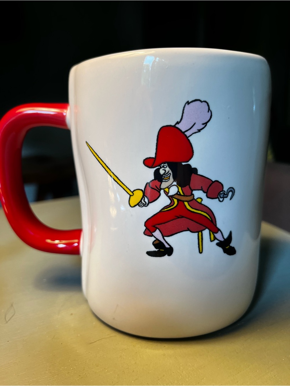 Rae Dunn Disney Captain Hook Mug Red Handle Artisan Collection Magenta - Picture 4 of 5